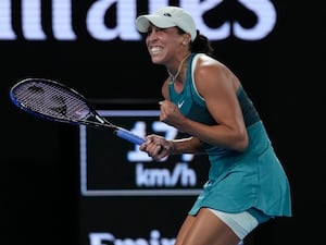 Madison Keys clenches her fist in celebration