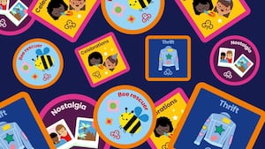 Designs of the new bee rescuer, celebrations, thrift, and nostalgia badges