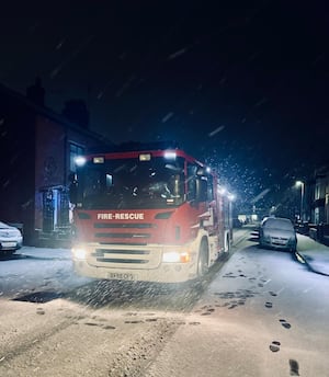 Fire crews attended the chimney fire last night in snowy conditions. Picture: Oswestry Fire Station