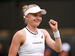 Harriet Dart pumps her fist