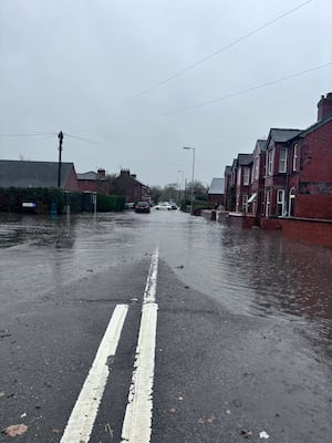 Flood water near Gobowen train station