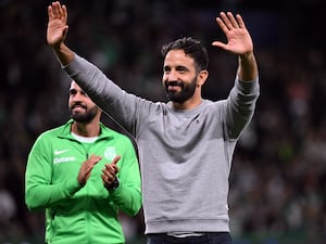 Ruben Amorim waves to the crowd