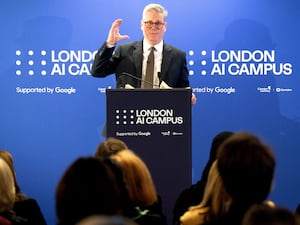 Prime Minister Sir Keir Starmer gives a speech during a visit to Google’s new AI Campus in Somers Town, north-west London