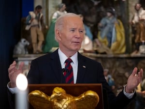 Joe Biden speaks at a lectern