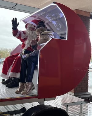 Santa in the new sleigh.