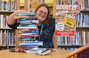 Market Drayton library is hosting a giant library book sale on Saturday, January 18. Pictured is librarian: Catherine Westwood. 