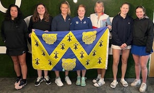 The Shropshire women’s team face the camera at last year’s LTA Winter County Cup, when they finished second in their group