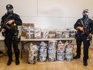 Police officers with cocaine