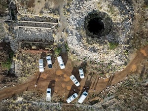 An aerial view of a mineshaft