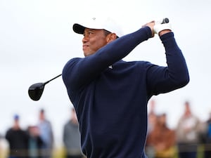 Tiger Woods in action at the 2024 Open