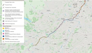 The route that has been proposed to connect new energy parks in Powys and north Shropshire. Picture: Green GEN Cymru