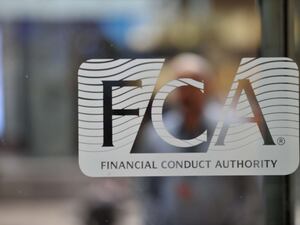 A sign for the Financial Conduct Authority offices in Canary Wharf, London