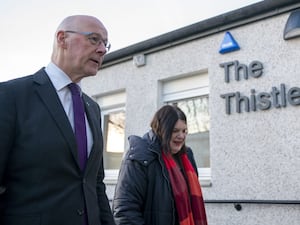 John Swinney and Susan Aitken outside The Thistle centre