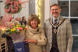 Oswestry Mayor Mike Isherwood and Ann Tomley