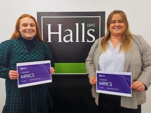 Kate Oakes (left) and Charlotte Hurley, newly qualified chartered surveyors.