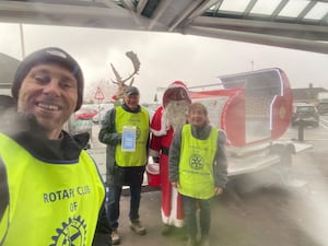 Andy Buchan (nearest camera) with Shrewsbury Severn Rotary Club’s elves and Santa.