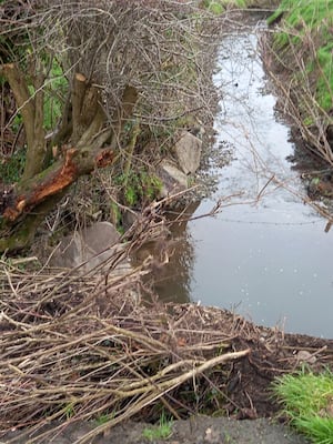 There is now a lot of debris following the collapsed culvert in Cardington. Picture: LDRS