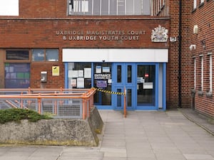 Exterior view of the entrance to Uxbridge Magistrates' Court