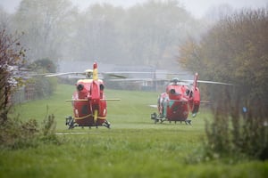 Two air ambulances landed in Oswestry