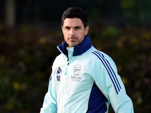 Arsenal manager Mikel Arteta during a training session