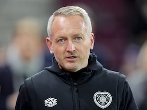 Hearts boss Neil Critchley on the touchline