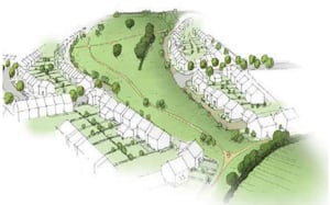 An artist\'s impression of Central Park, a large area of green space being planned in Priorslee, Telford. Picture: Miller Homes