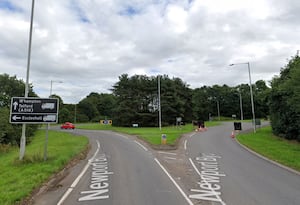 The car left the road and came to rest in the centre of the Forton Roundabout. Photo: Google