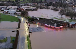 Extensive seen in the middle of Builth Wells following Storm Darragh in December 2024. From Facebook.