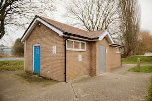 The toilet block on Newport Road by Market Drayton Skatepark.