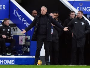 Leicester manager Steve Cooper gestures on the touchline