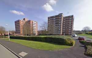 Haughmond Court (right) was demolished in 2015. Photo: Google