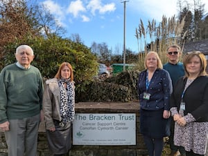 Mid and West Wales Senedd Member Jane Dodds, second left, at the Bracken Trust with supporters.