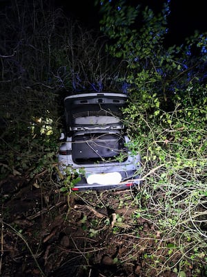 One vehicle left the road in Oswestry. Picture: Ellesmere Fire Station.