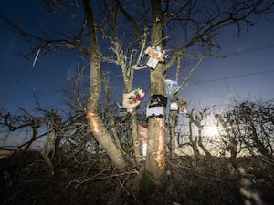 Floral tributes left on Bramley Lane in West Bretton, near Wakefield