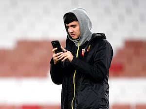 Abdukodir Khusanov during a stadium walk around at the Emirates Stadium,