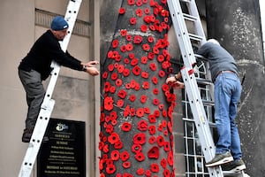 The Castlefields Yarn Bombers have knitted poppies to go on display at St Chad's Church, Shrewsbury