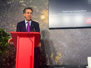 Ed Miliband speaks during the UK pavilion closing event at the Cop29 climate summit in Baku, Azerbaijan