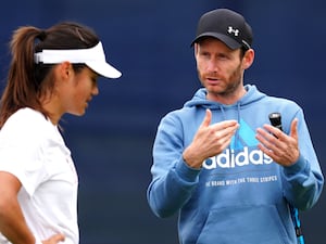 Nick Cavaday, right, talks to Emma Raducanu