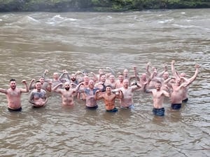 Dave was joined by other members of the Primal Instincts group for the dip on Saturday.