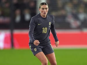 Grace Clinton in action for England against Switzerland (Martin Rickett/PA)