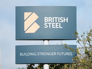 A British Steel sign outside the company's plant in Lincolnshire