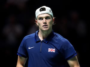 Jack Draper playing for Great Britain in Davis Cup