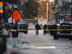 Emergency services at the scene after a vehicle drove into a crowd in New Orleans