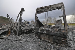 A fire destroyed several vehicles at a unit on the Rednall industrial estate, Oswestry.