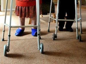 Two elderly people in a nursing home