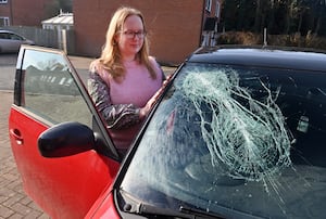 Francesca Hughes, 24. was one of three motorists who had objects thrown at their vehicle by 'unknown youths'. 