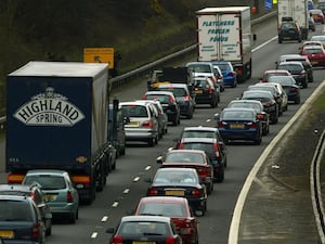 A traffic jam on a major road