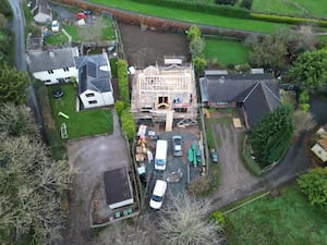 An aerial view of the property in Pant that is under construction. Picture: Rightmove & Grantham's Estates Limited.