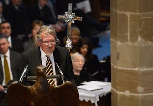 Robert Plant speaks at the funeral of Sir Jack Hayward