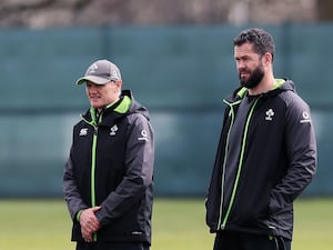 Former Ireland coach Joe Schmidt (left) stands with Andy Farrell